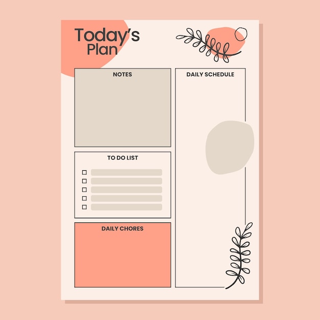 Minimal today39s plan vector template