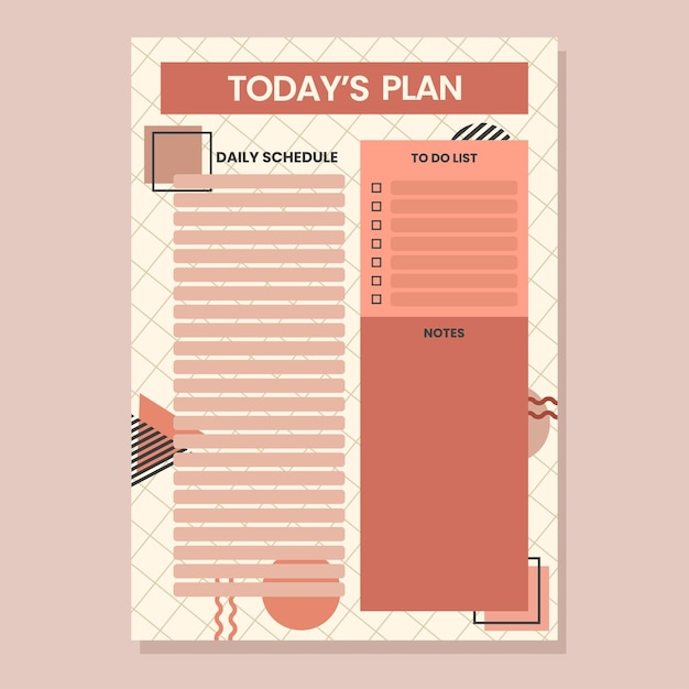 Minimal today39s plan vector template