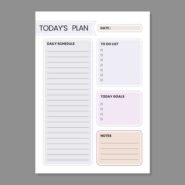 Minimal today39s plan vector template