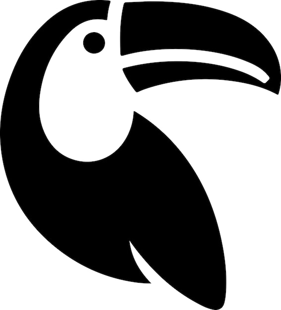 Vettore concept del logo dell'uccello tucano, simbolo di clipart minimo, silhouette di colore nero, sfondo bianco 19