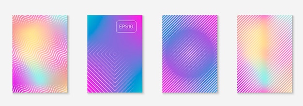 Minimal trendy cover template set. futuristic layout with halftones. geometric minimal cover template for book, catalog and annual. minimalistic colorful gradients. abstract business illustration.