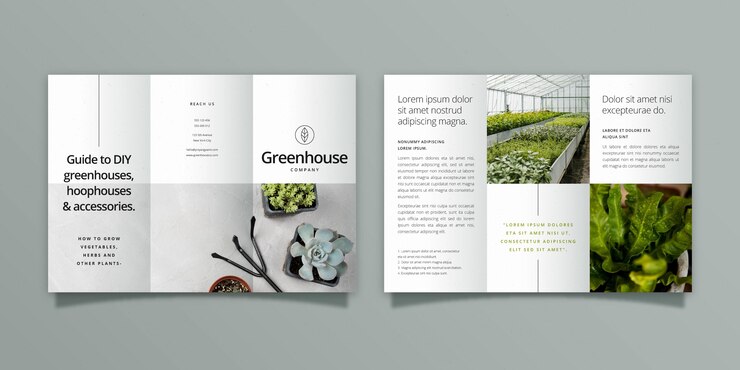 Vector minimal trifold brochure template with front and back