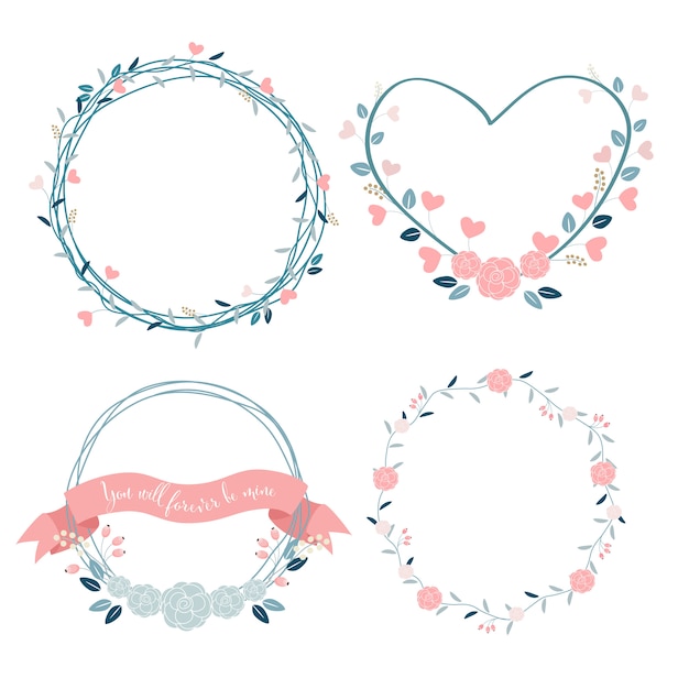 Minimal valentines wreath in pastel color