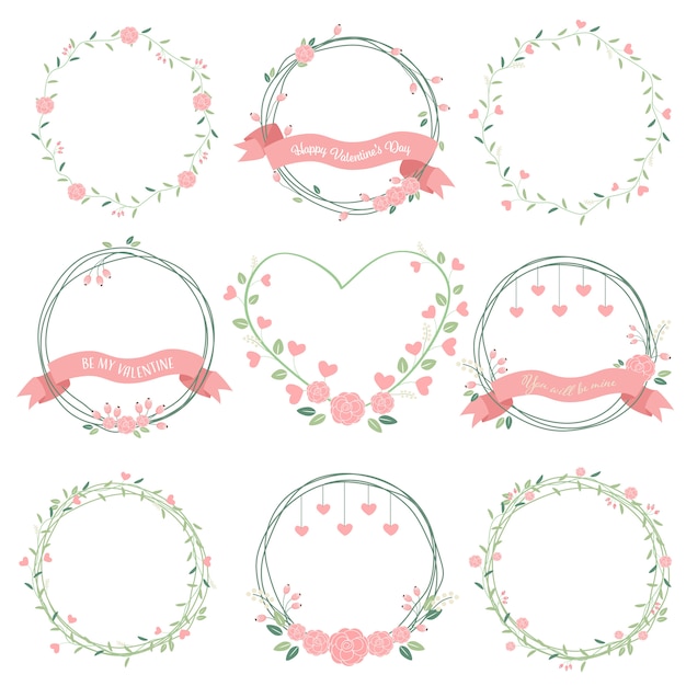 Minimal valentines wreath in pastel color