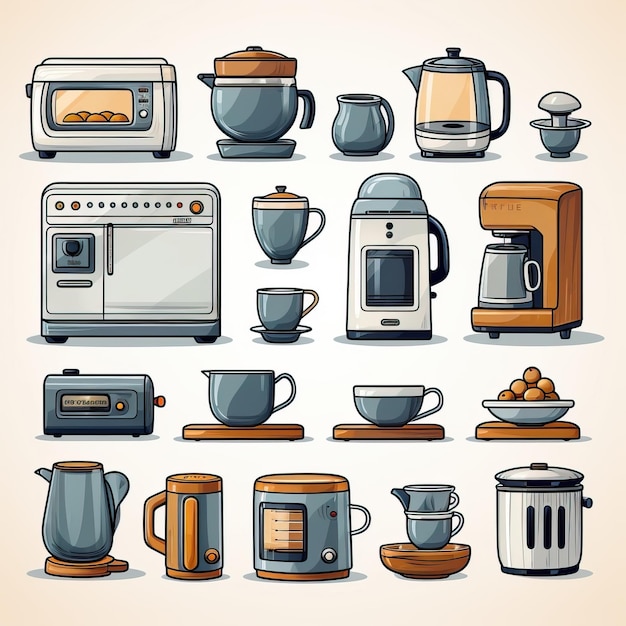 Minimal vector appliances design on white background