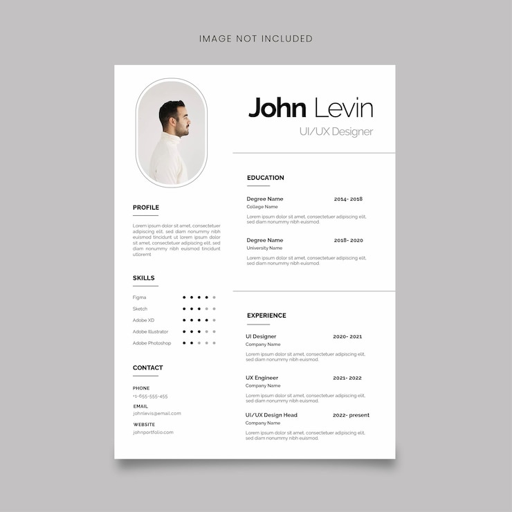 Вектор минимальный векторный шаблон cv для дизайнера пользовательского интерфейса