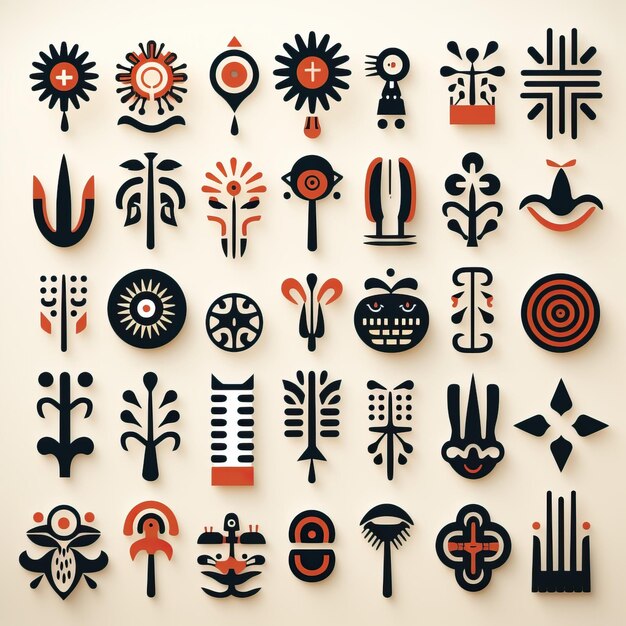 Vector minimal vector ethnic elements on white background