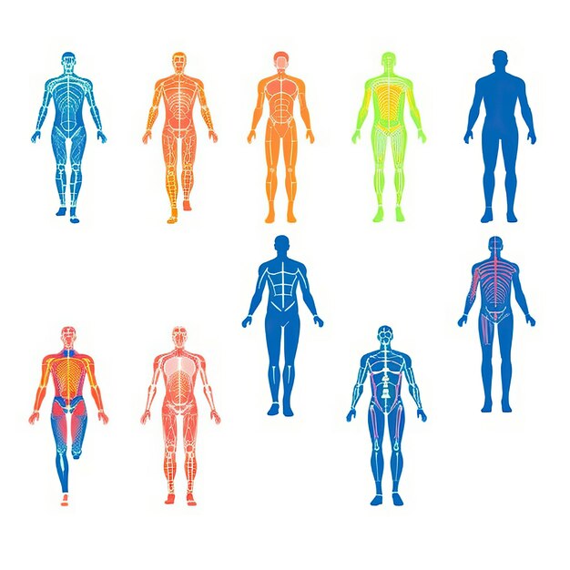 Vector minimal vector human body parts on white background
