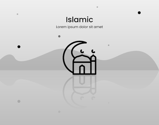 Minimal vector icon for crescent and masjid