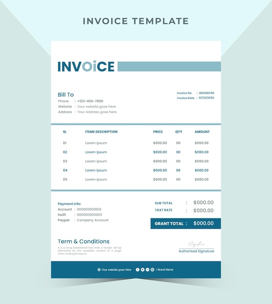 Minimal vector invoice template design