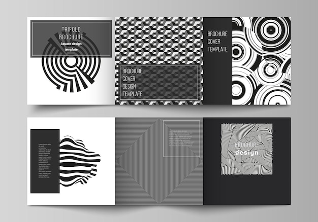 The minimal vector layout of square format covers design templates for trifold brochure flyer magazine trendy geometric abstract background in minimalistic flat style with dynamic composition