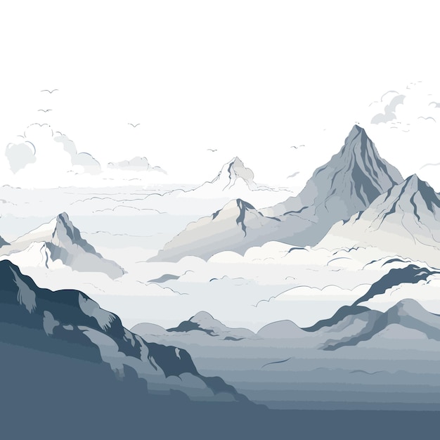 Minimal vector outline mountains view