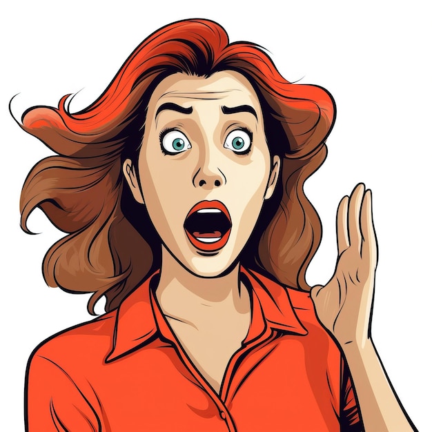 Vector minimal vector shocked woman on white background