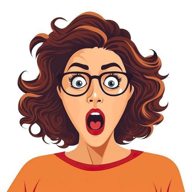 Vector minimal vector shocked woman on white background