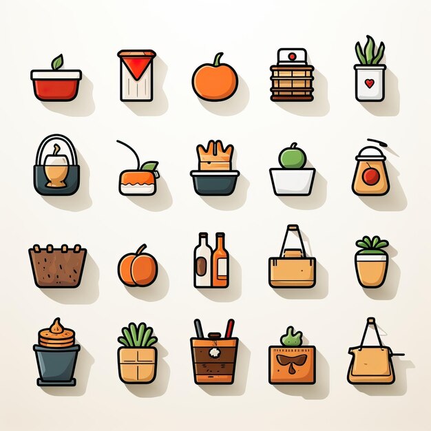 Vector minimal vector shopping icons on white background