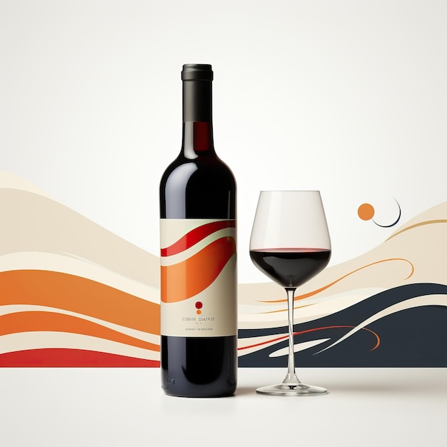 Vettore minimal vector wine design su sfondo bianco