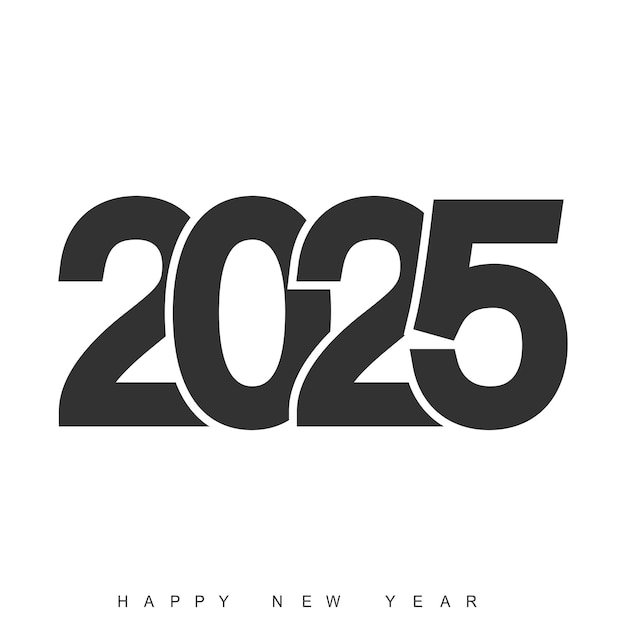 ミニマル 垂直 ブラック 2025年 新年 デザイン 白い背景 ベクトル