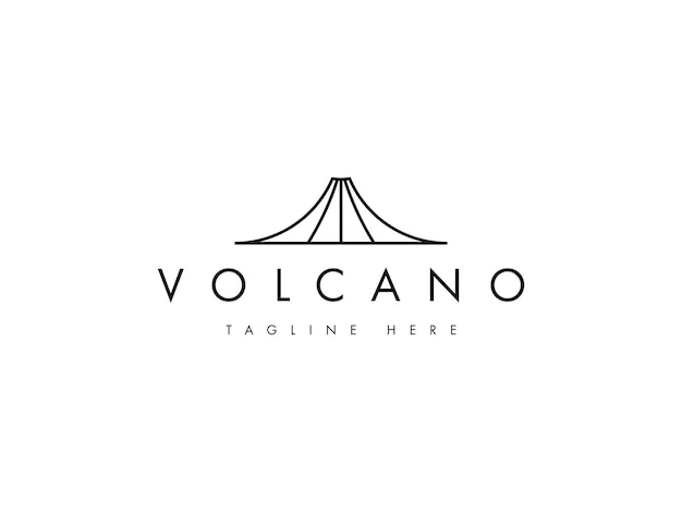 Minimal volcano mountain line logo design