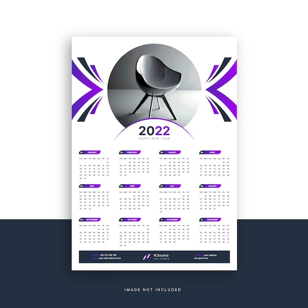 Vettore calendario da parete minimale 2022