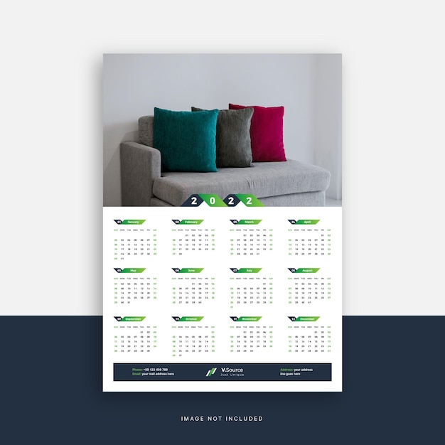 Vector minimal wall calendar 2022