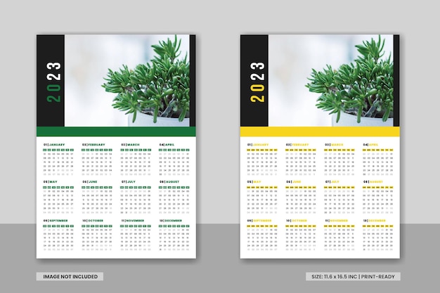 Minimal wall calendar 2023 template design and annual diary planner schedule