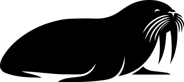 minimal walrus vector silhouette black color white background 2