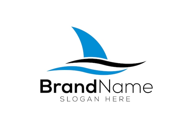 Minimal wave sailboat icon logo design template