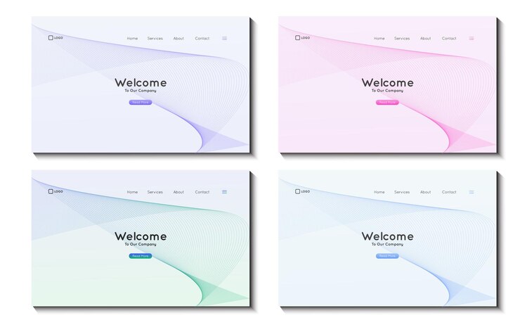 Vector 最小限のウェブサイトランディングページセット