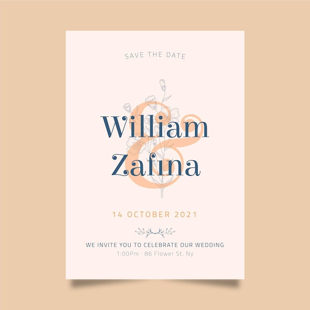 Minimal wedding card template