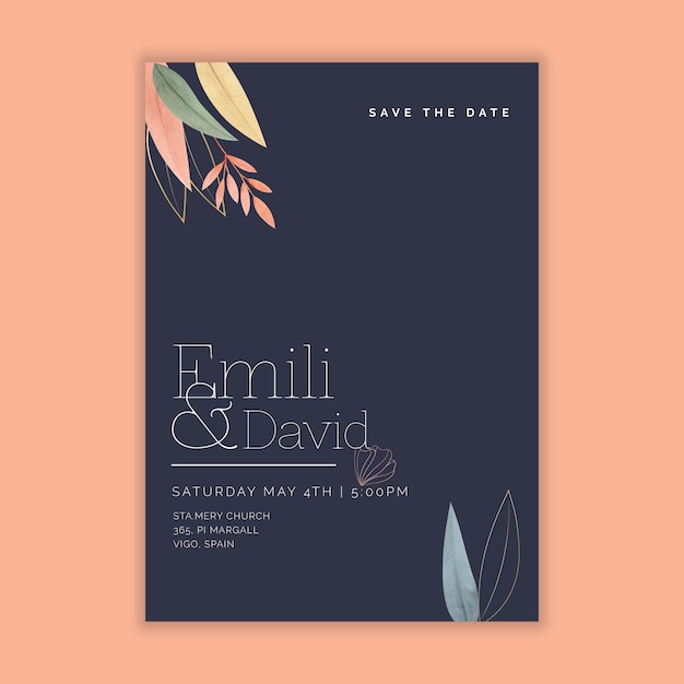 Vector minimal wedding card theme