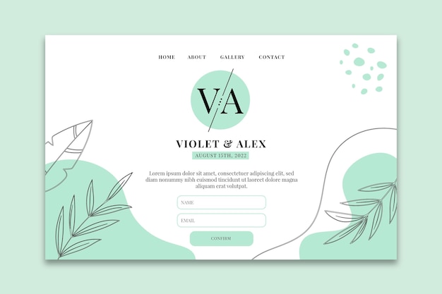 Minimal wedding landing page template