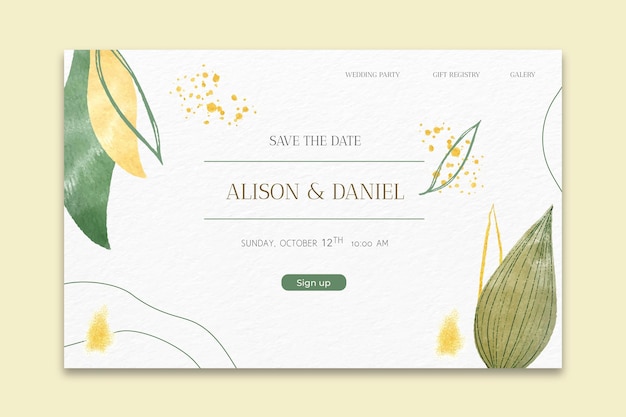 Vector minimal wedding landing page