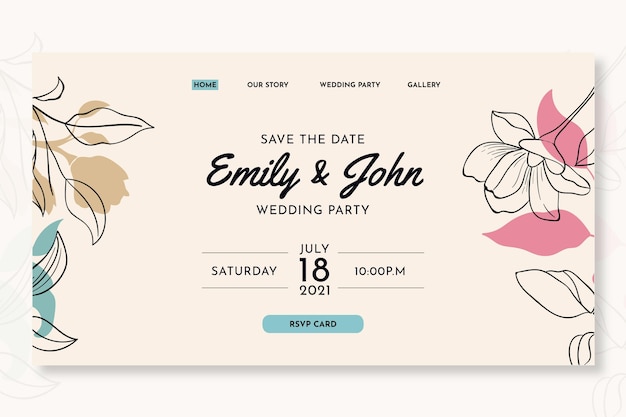 Vector minimal wedding landing page