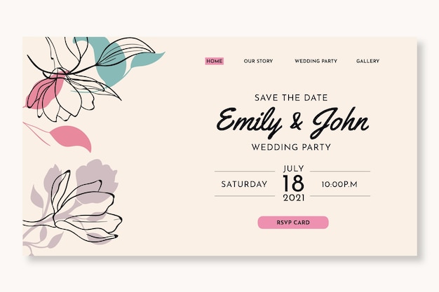 Vector minimal wedding landing page