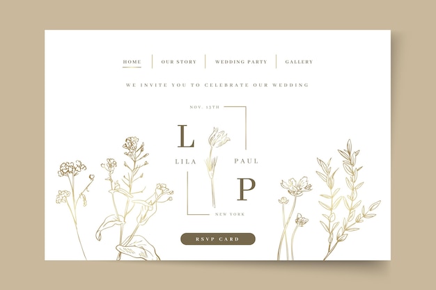 Vector minimal wedding landing page