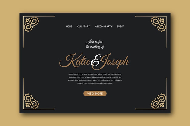 Minimal wedding landing page