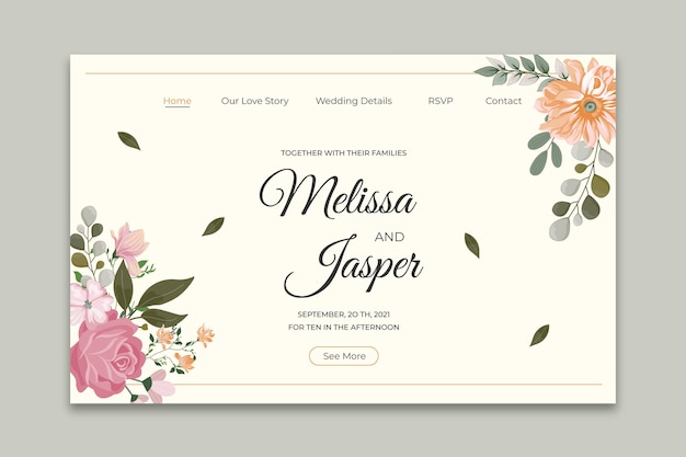 Vector minimal wedding landing page