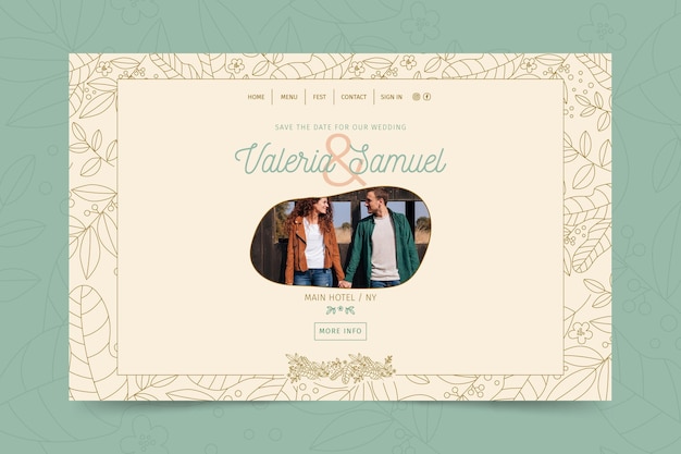 Vector minimal wedding landing page