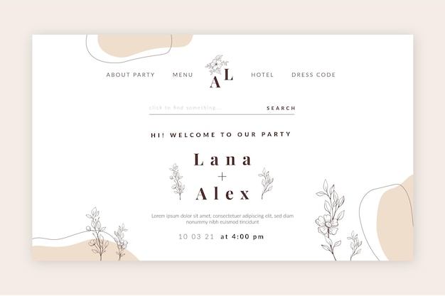 Vector minimal wedding landing page