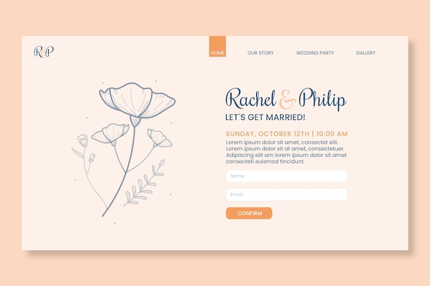 Minimal wedding landing page