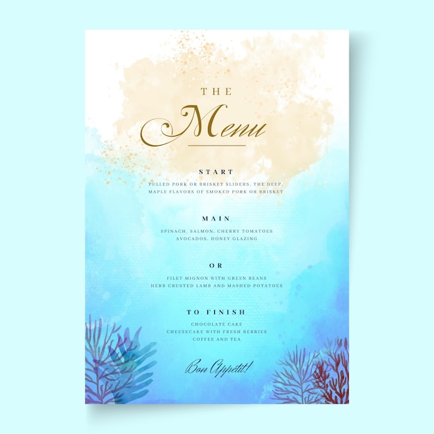 Vector minimal wedding menu