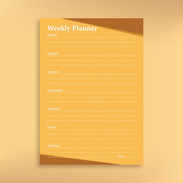 Minimal Weekly todo list organizer template design