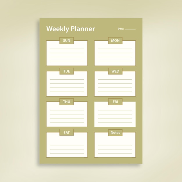 Minimal Weekly todo list organizer template design