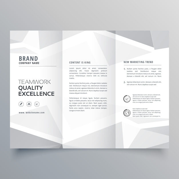 Vector minimal white trifold business brochure design template