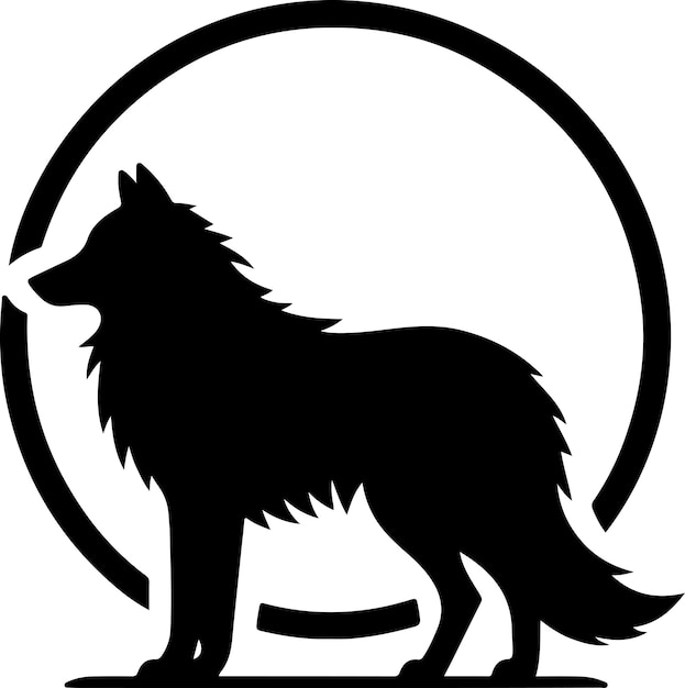 minimal wolf silhouette vector black color silhouette white background 11