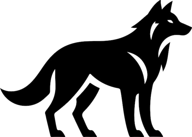 オオカミのシルエット ベクトル 黒色 シルエット 白い背景