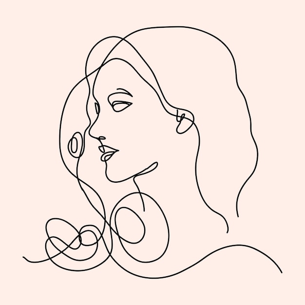 Minimal woman hand drawn illustration one line style drawing