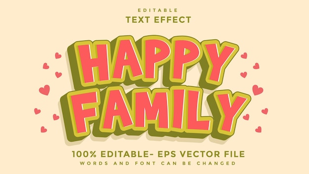 Minimal Word Happy Family Editable Text Effect Design Effect Saved In Graphic Style