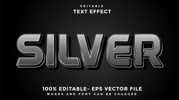 Vector minimal word silver editable text effect design effect saved in graphic style