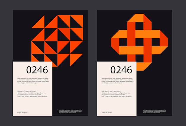 Minimale abstracte posters. Bauhaus-posterlay-out met schone typografie en minimaal vectorpatroon.